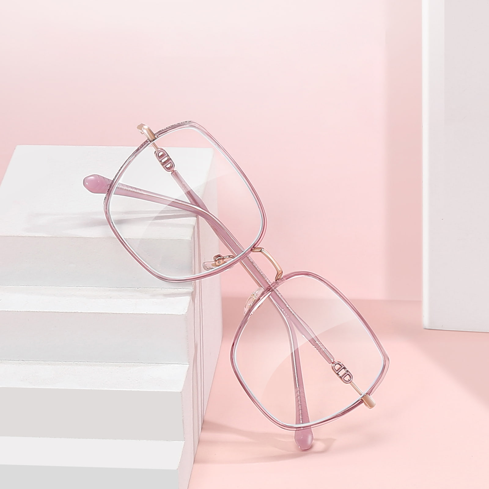 2288 Gafas antiluz azul con montura grande y purpurina de borde ancho engrosado