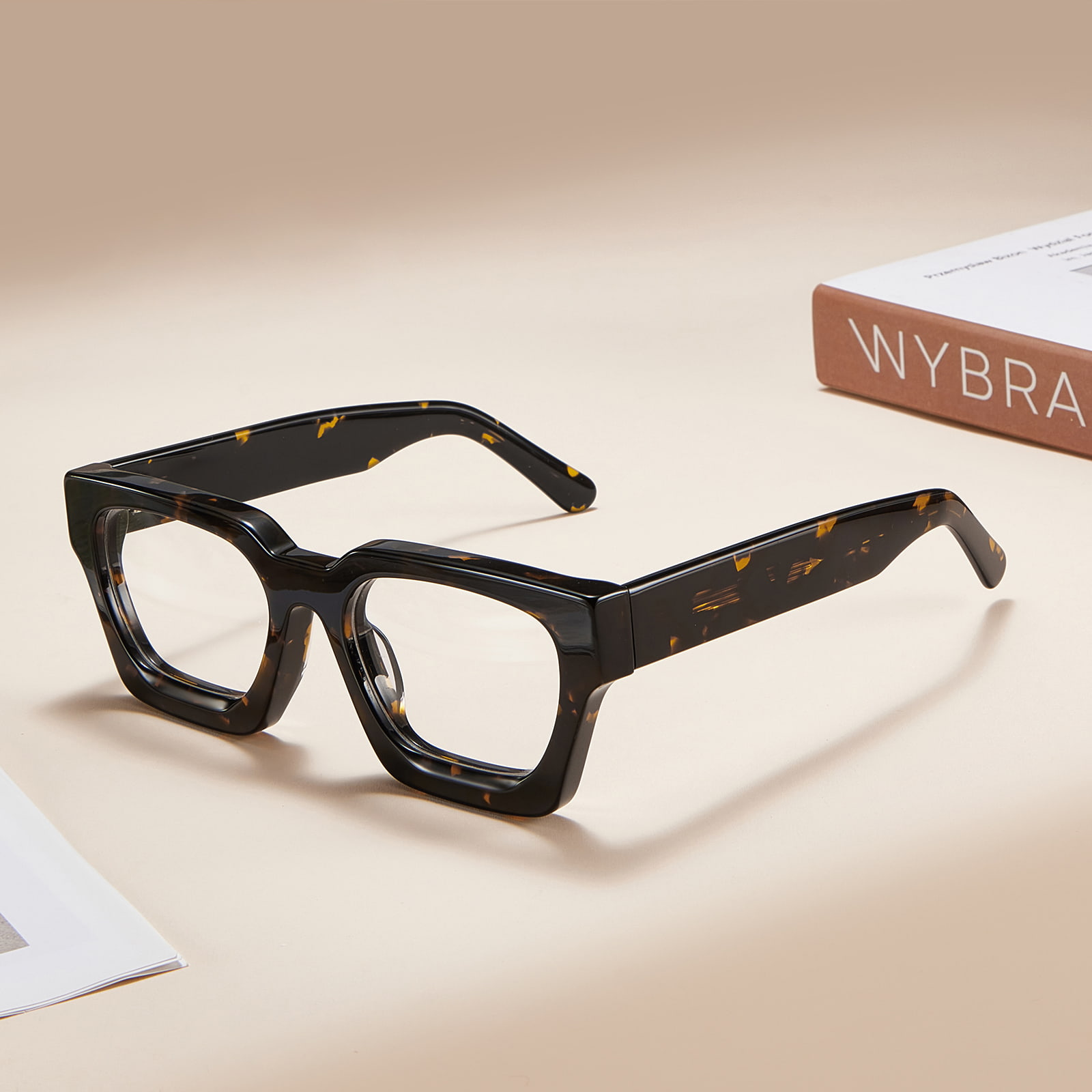 RD29006 Gafas de acetato con montura cuadrada rugosa y bisagras