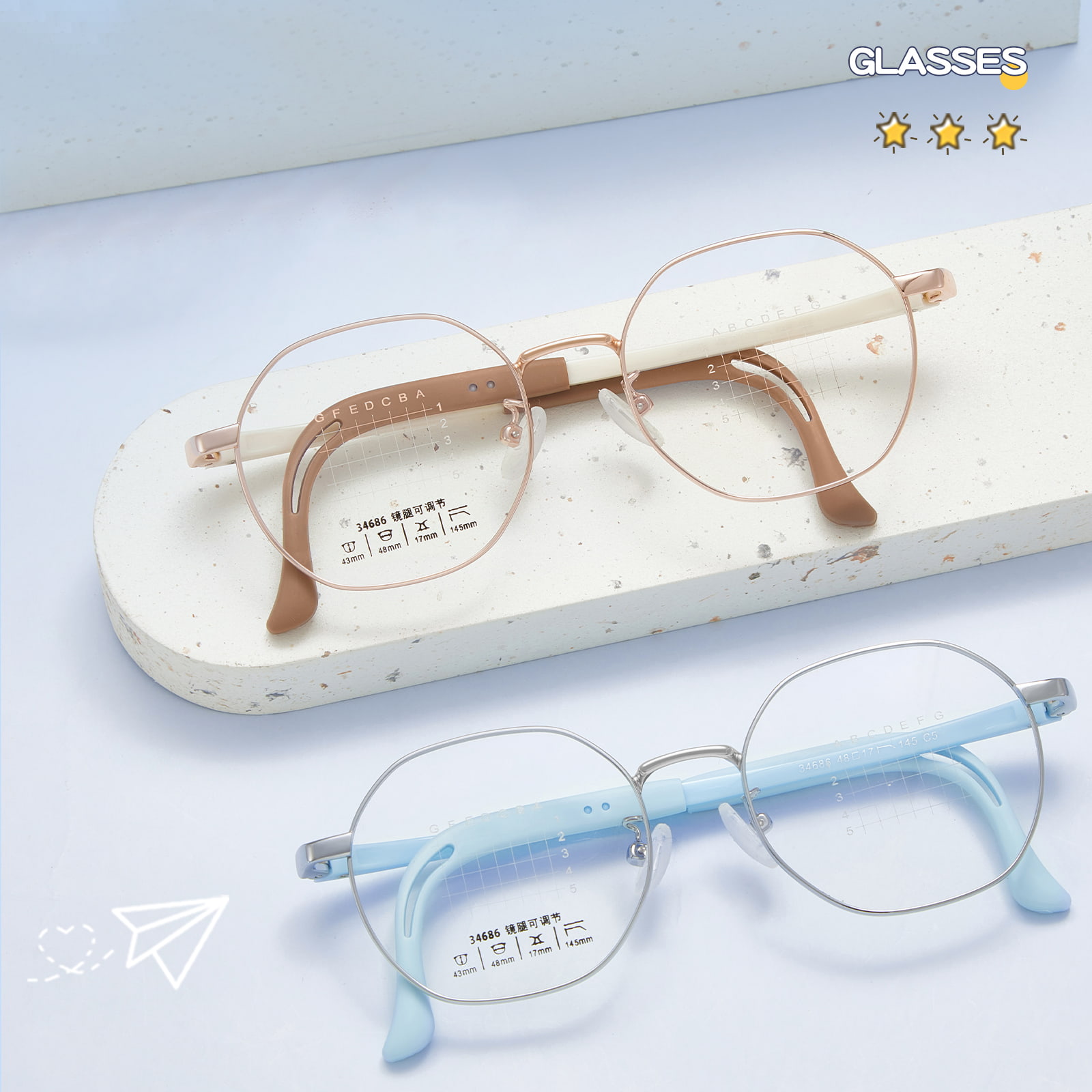 34686 Gafas juveniles de aleación poligonal