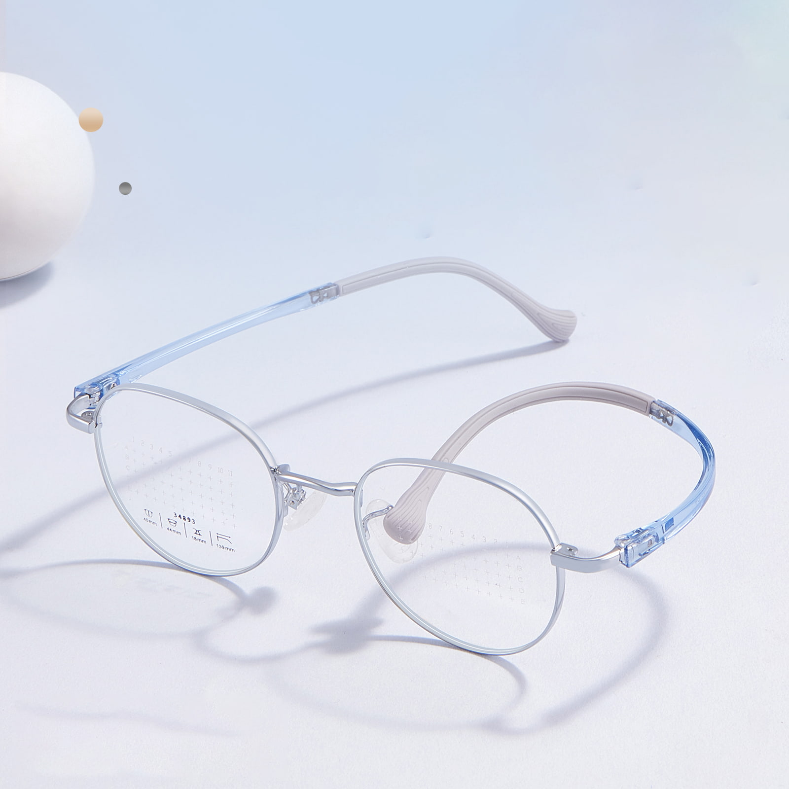 34893 Gafas de aleación con lentes de prevención de desenfoque y montura redonda