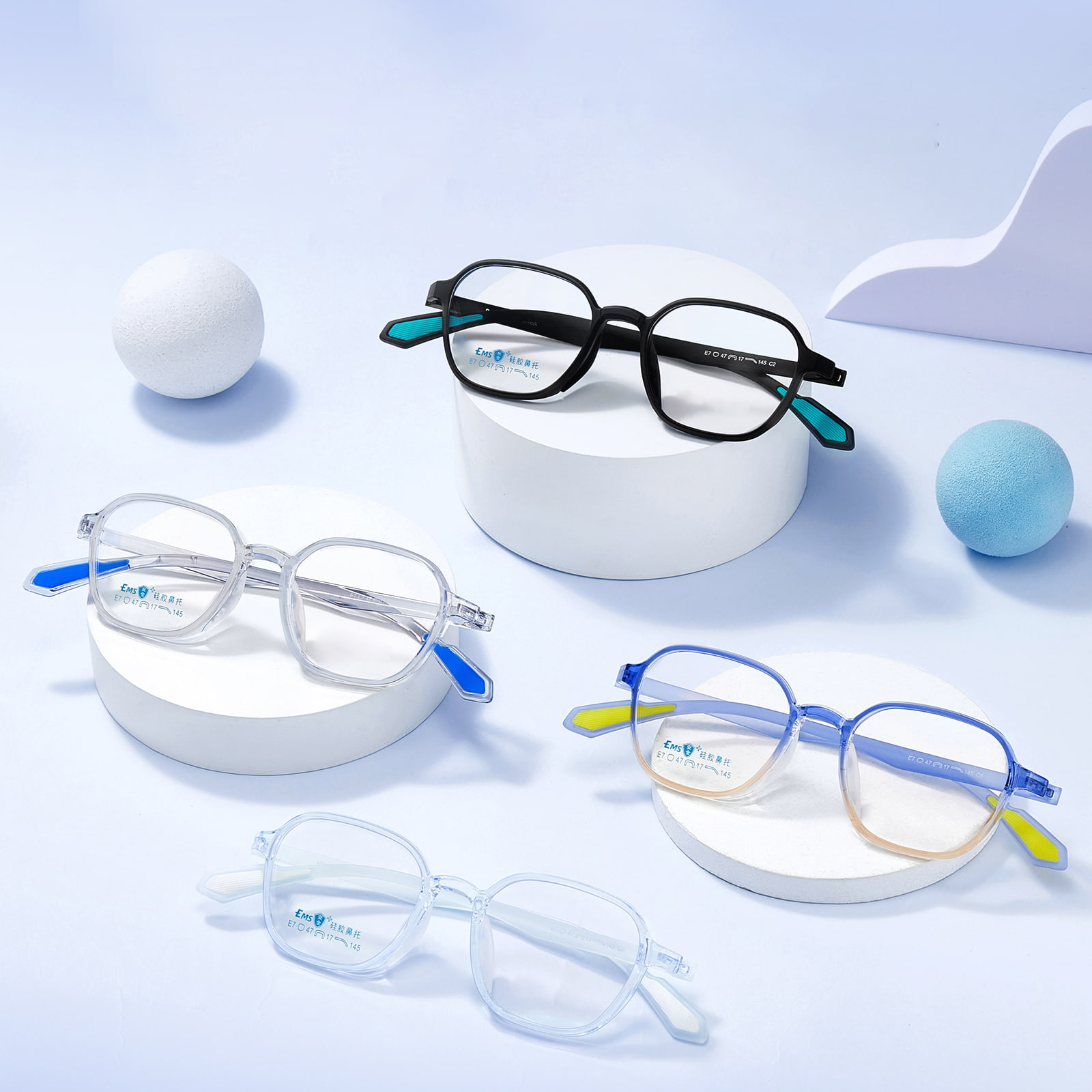 Gafas con almohadilla nasal de silicona suave y montura ancha de color degradado E7