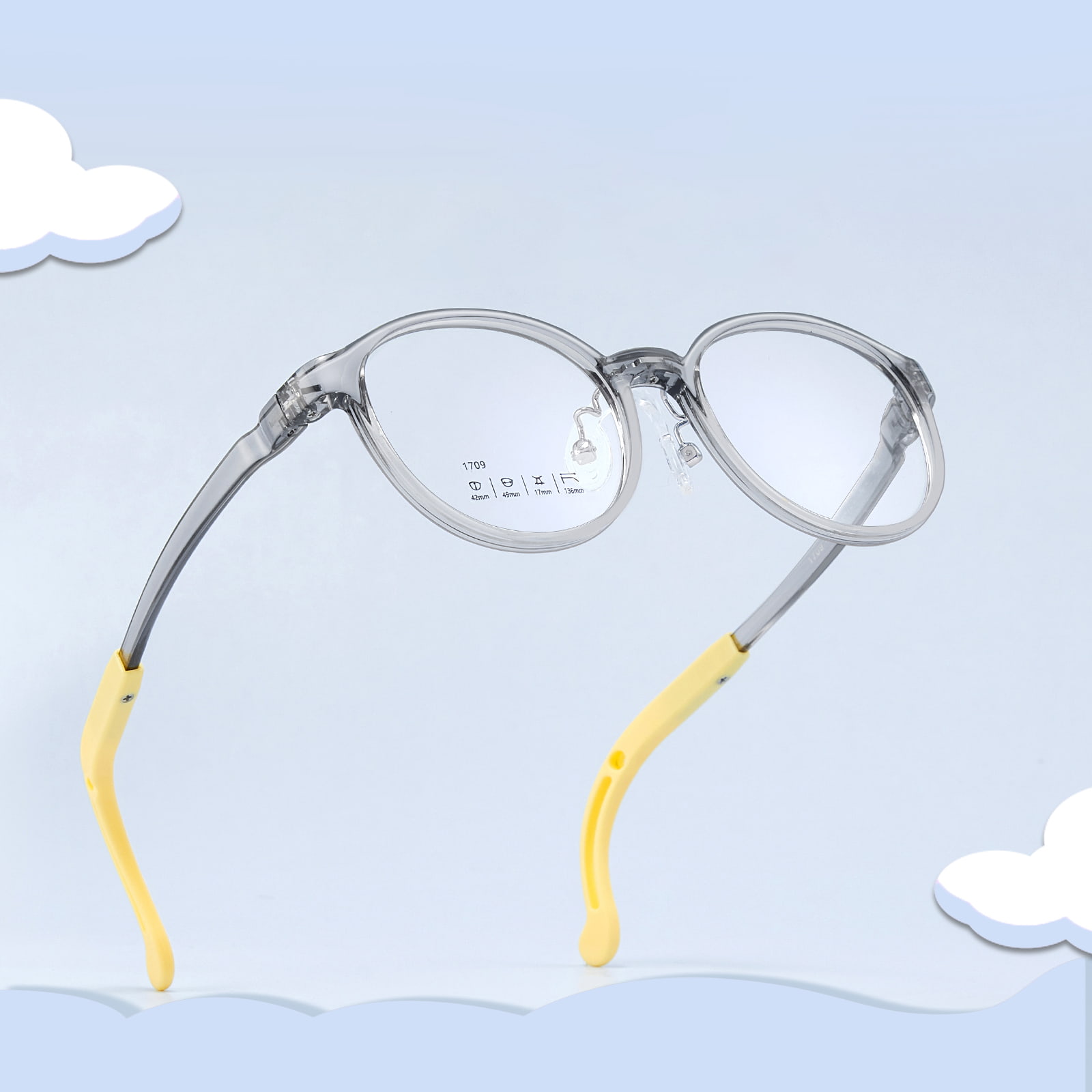 1709 Gafas con almohadilla nasal de silicona suave, flexibles y resistentes a los impactos para niños