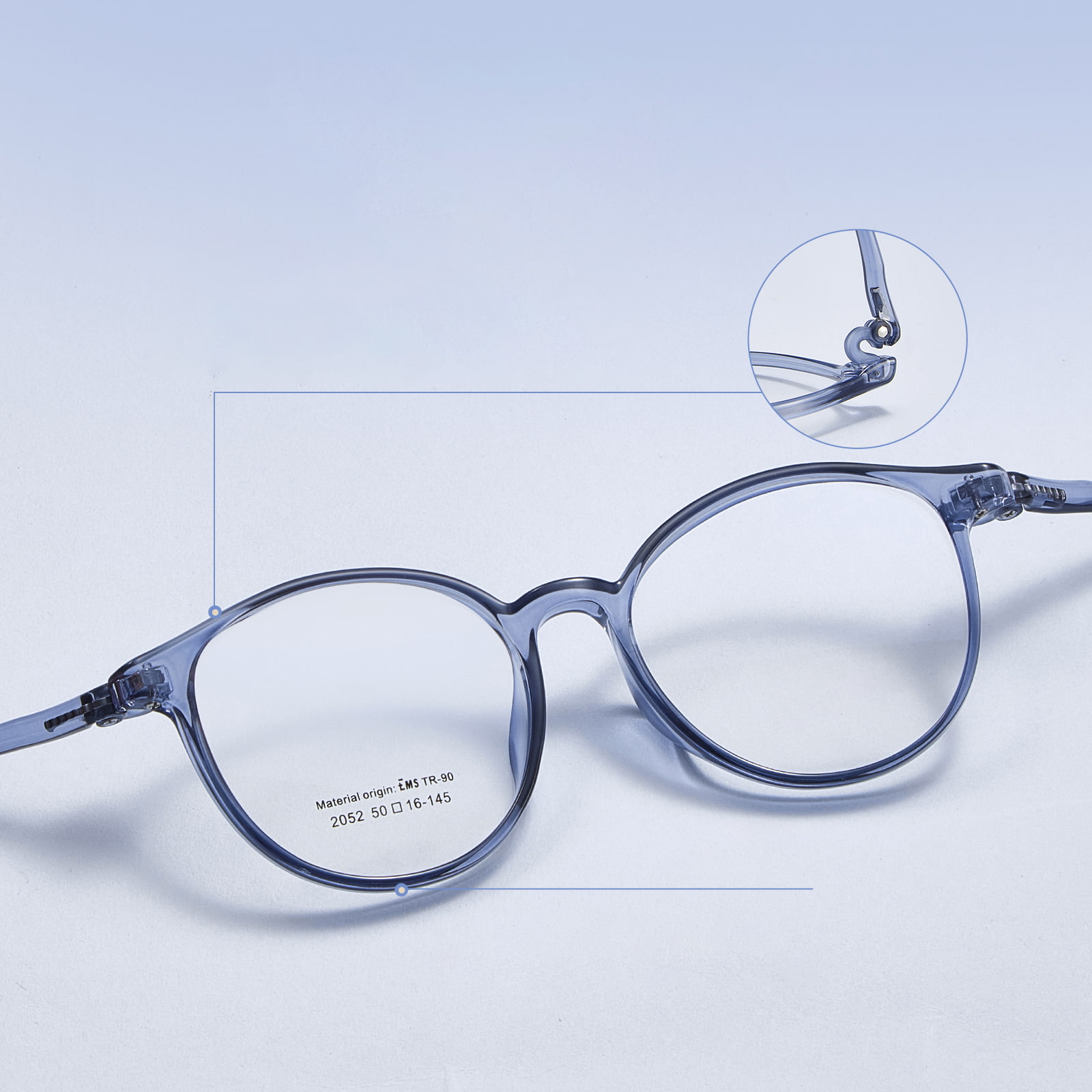 2052 Bisagra de tirachinas ultraligera EMS Almohadillas nasales de silicona suave Gafas