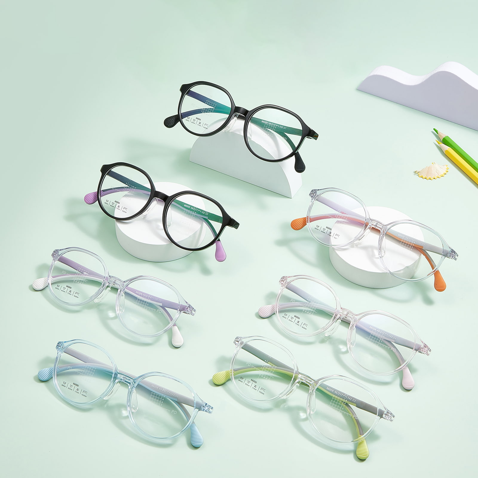66006 Gafas infantiles con almohadilla nasal de silicona suave en forma de U multicolor