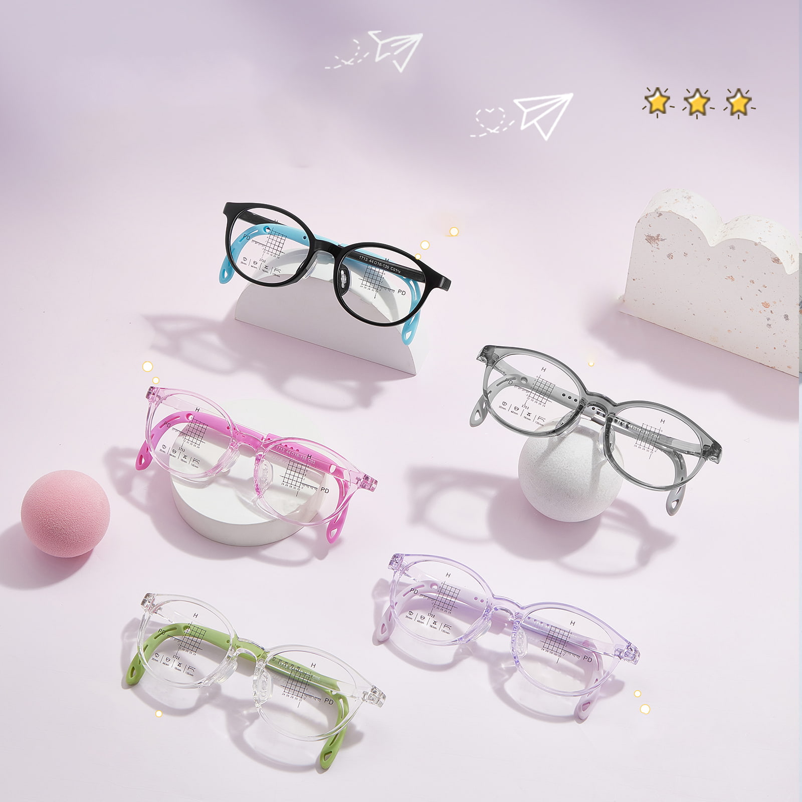 1713 Patillas ajustables, cómodas y suaves almohadillas para la nariz de silicona, gafas