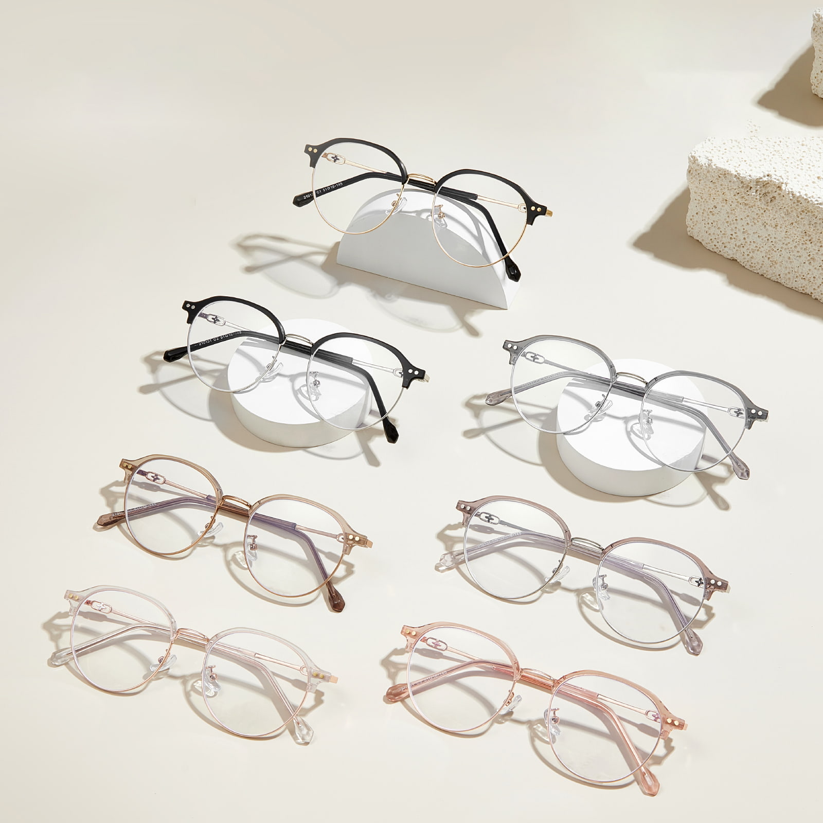 210131 Gafas de bloqueo de luz azul de fundición cruzada con montura redonda