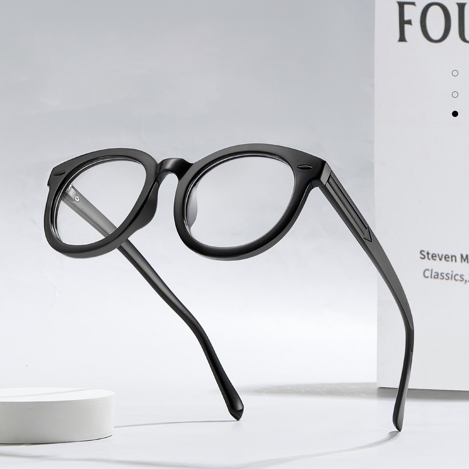 8391 Gafas antiluz azul con patillas en forma de flecha y montura redonda grande