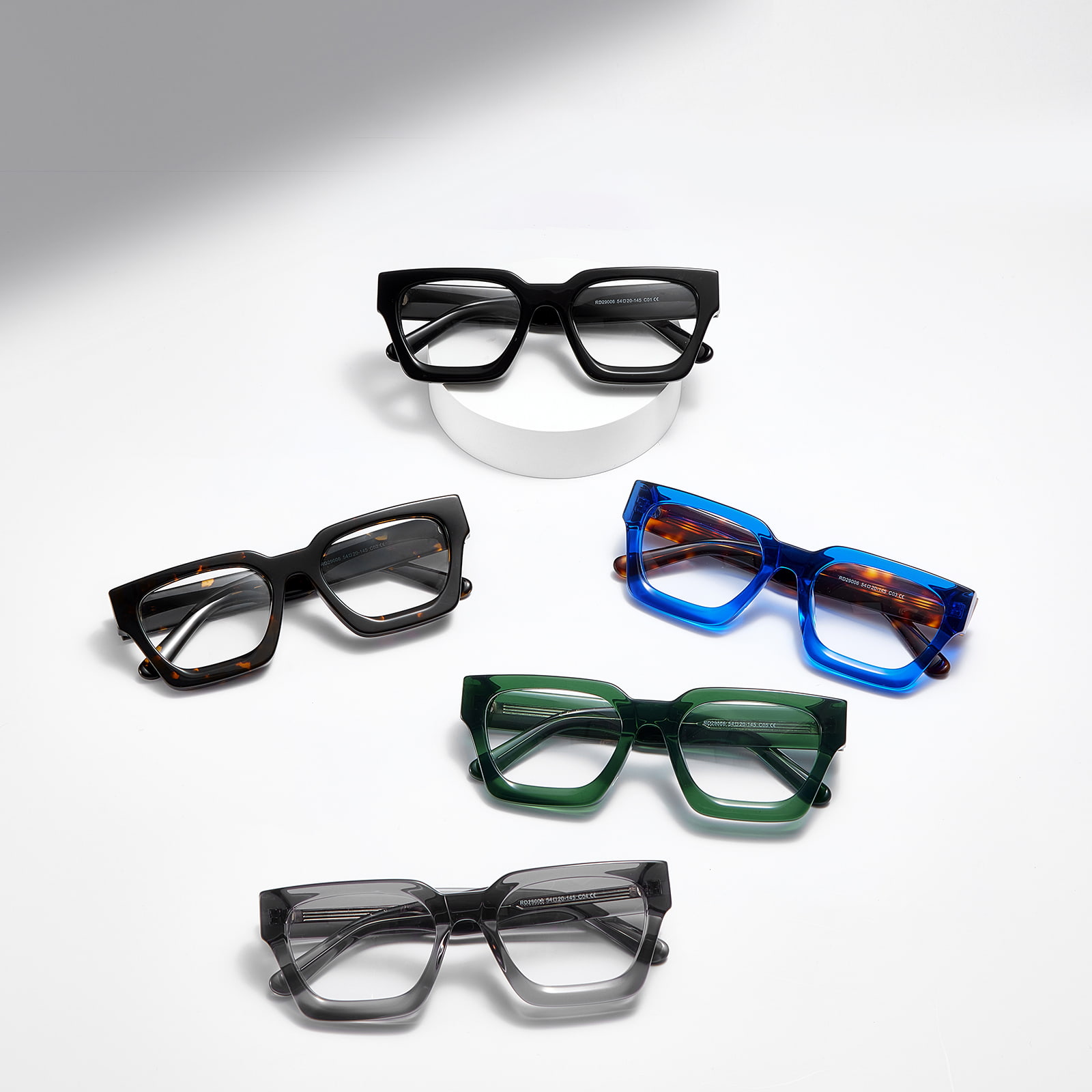 RD29006 Gafas de acetato con montura cuadrada rugosa y bisagras