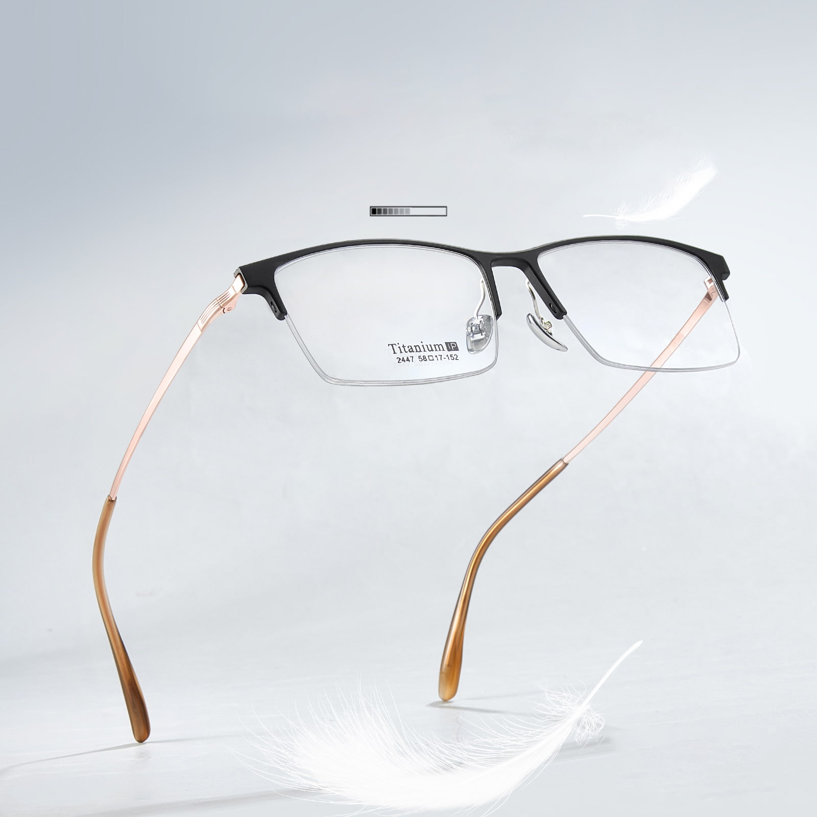 2447 Gafas de magnesio de aluminio con medio marco grande para oficina de computadora
