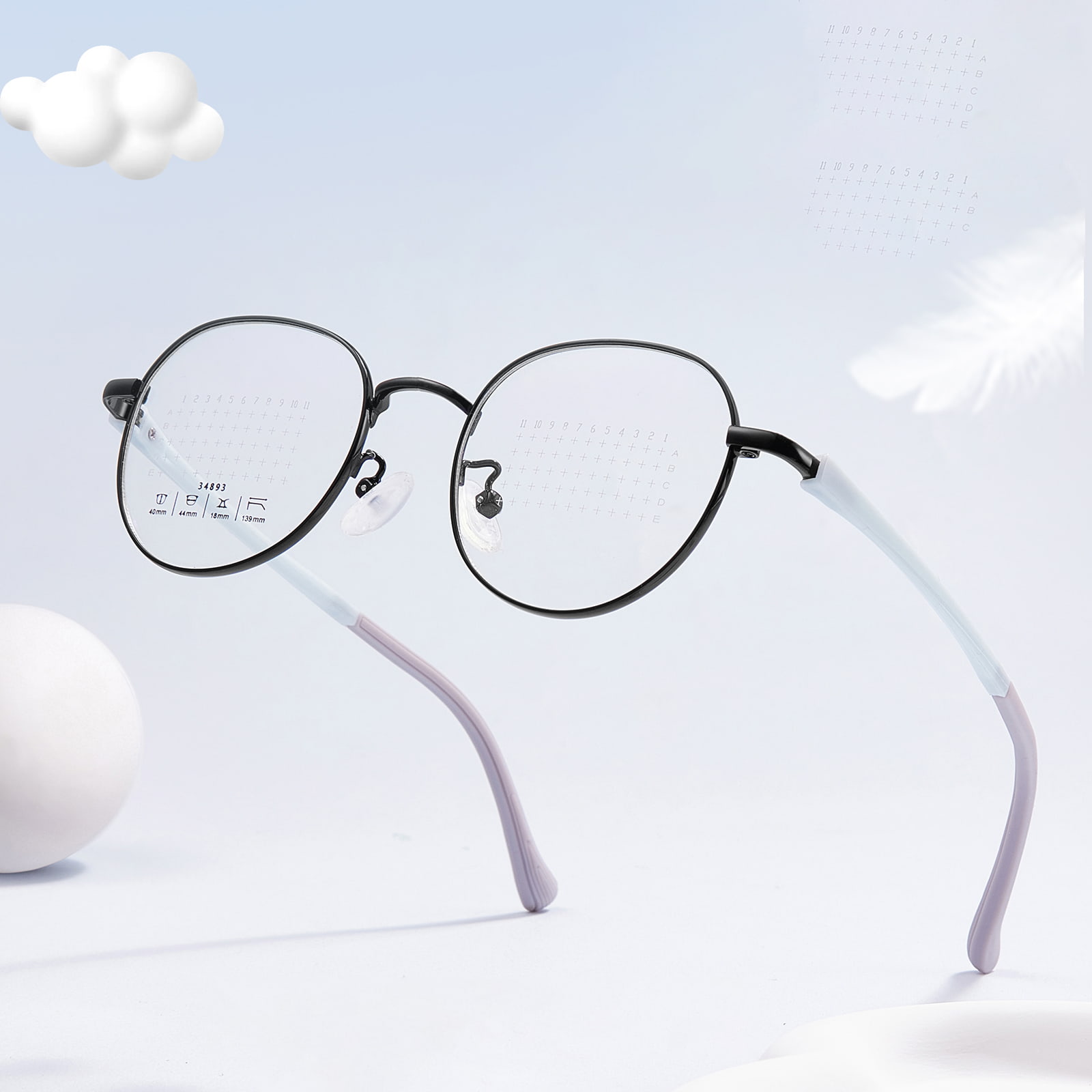 34893 Gafas de aleación con lentes de prevención de desenfoque y montura redonda