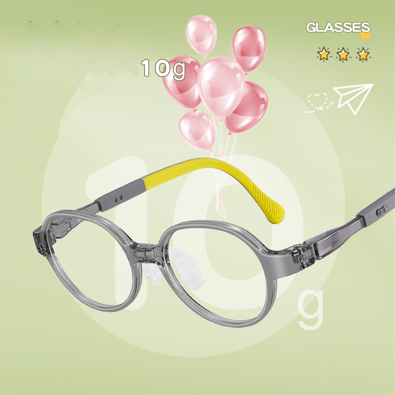 2072 Gafas con almohadilla nasal de silicona suave resistentes al desgaste con bisagra de lazo para estudiantes