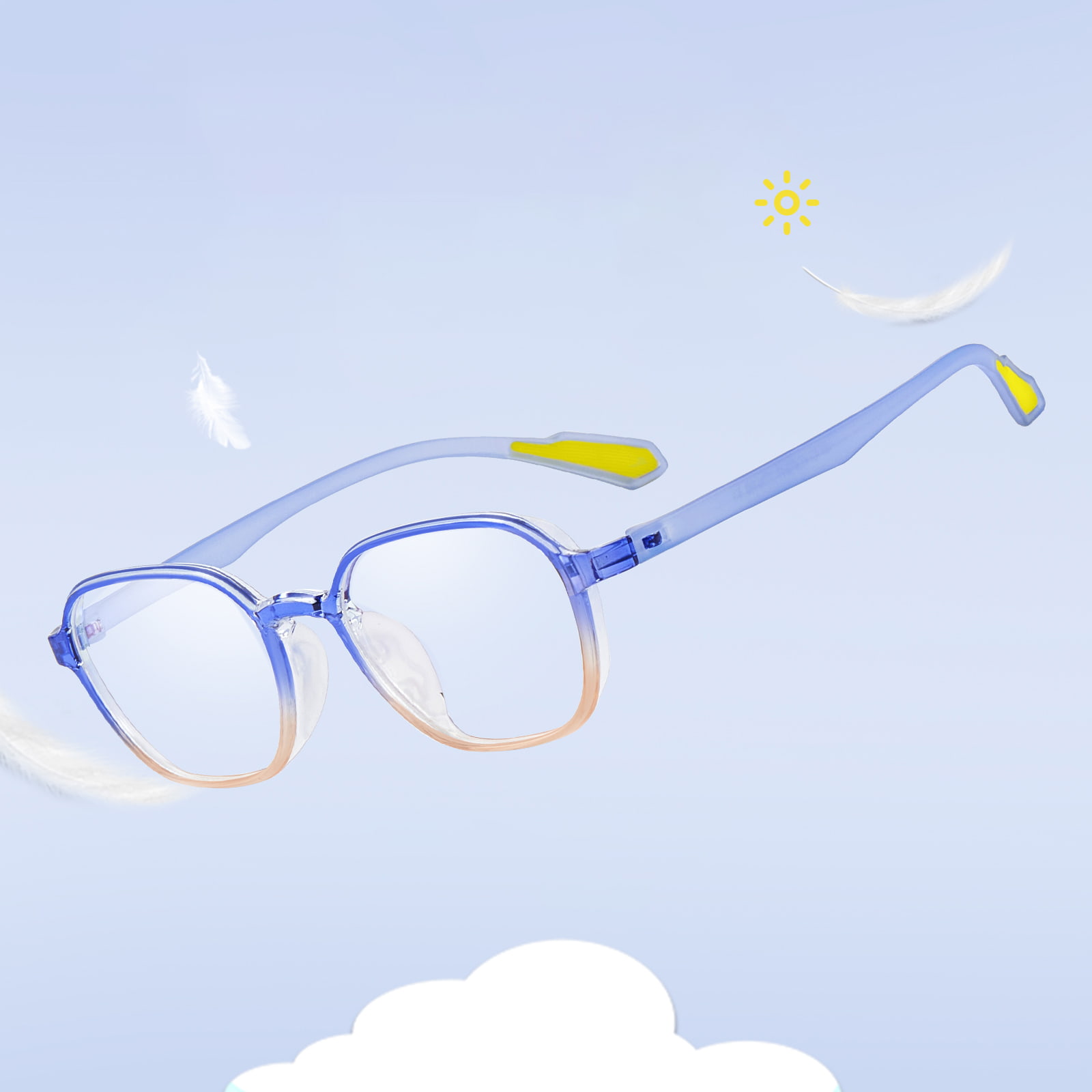 Gafas con almohadilla nasal de silicona suave y montura ancha de color degradado E7