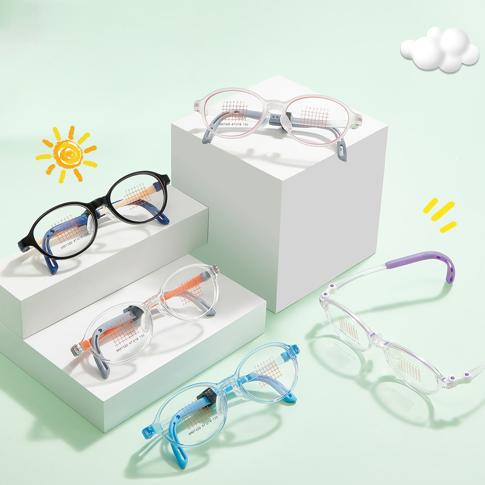 MM7320 Gafas EMS respetuosas con el medio ambiente, ligeras y a prueba de roturas