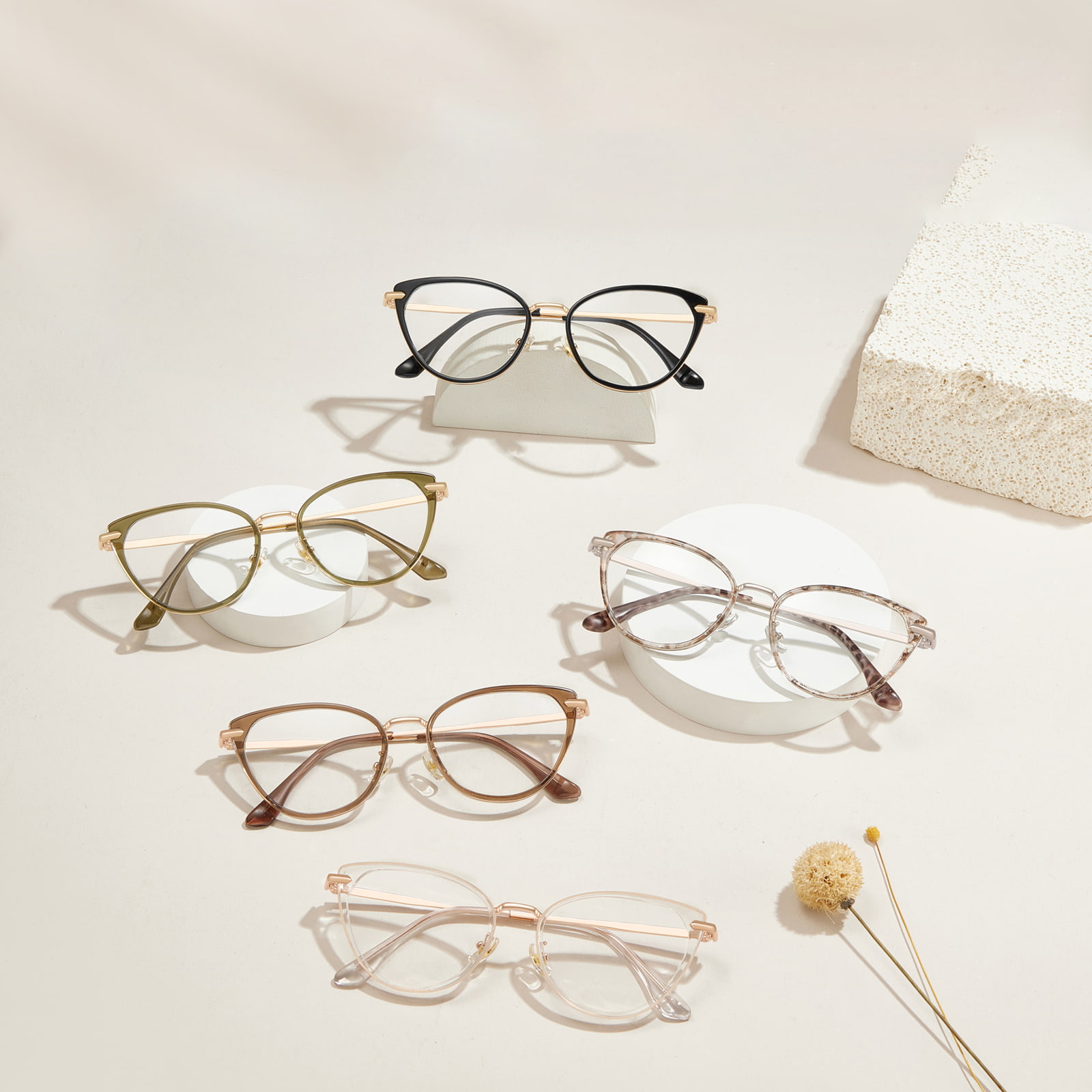 S11916 Gafas antiluz azul con borde metálico y pegamento dorado