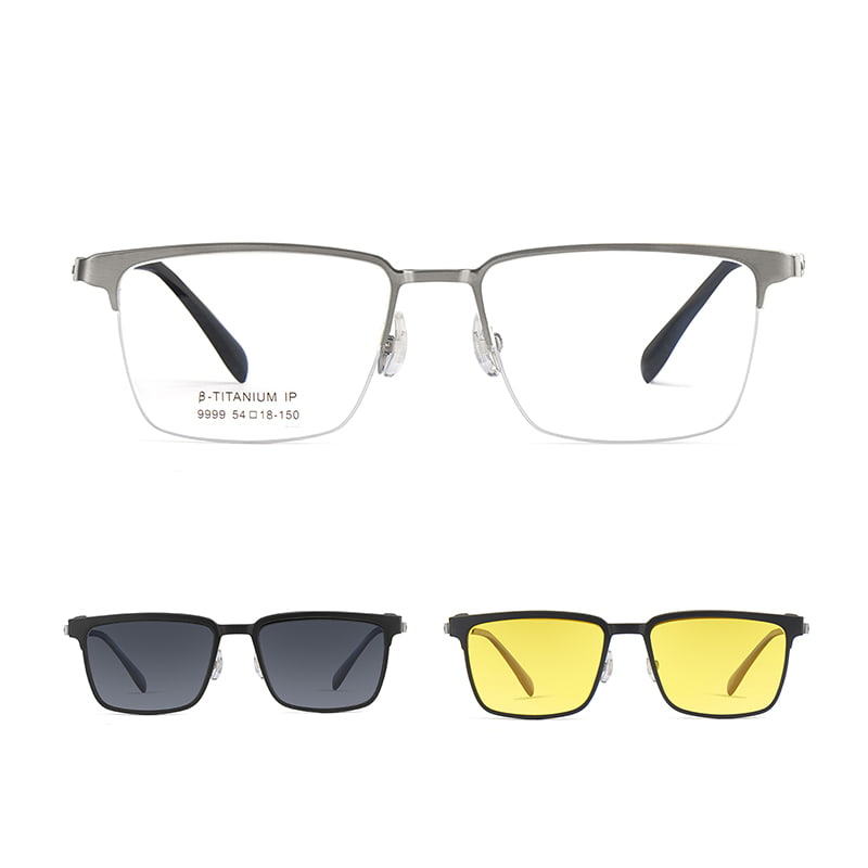 9999 Gafas de sol magnéticas con gafas cepilladas de medio marco tres en uno