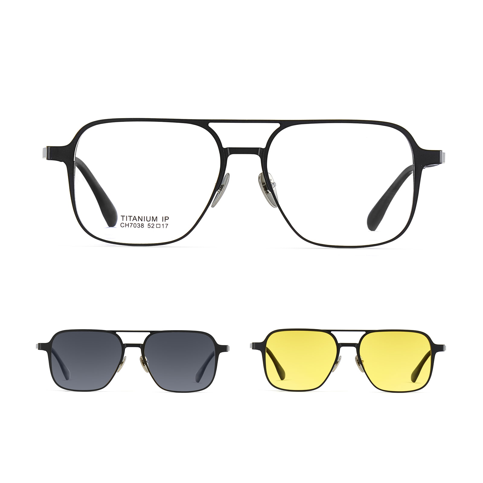 CH7038 Gafas de sol polarizadas para miopía magnéticas tres en uno de doble haz de aluminio y magnesio