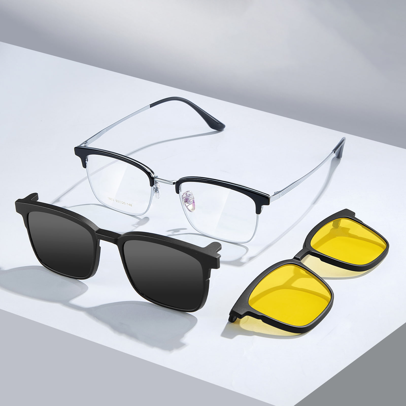 1803 Gafas de sol para miopía de conducción Juego magnético fuerte 3 en 1