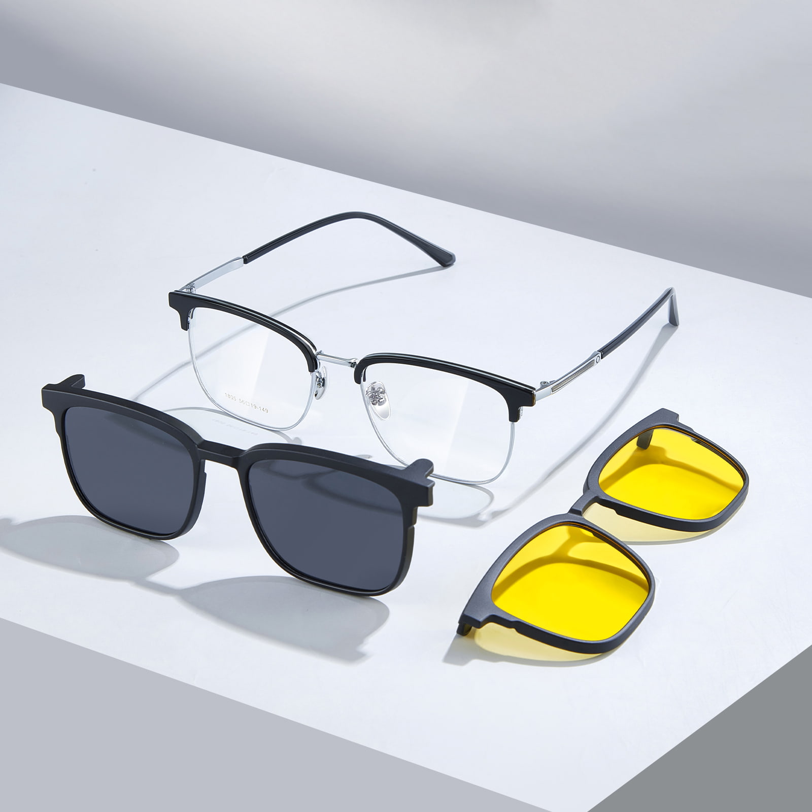 1805 Gafas de sol magnéticas tres en uno con polarizador magnético de liberación rápida sin costuras