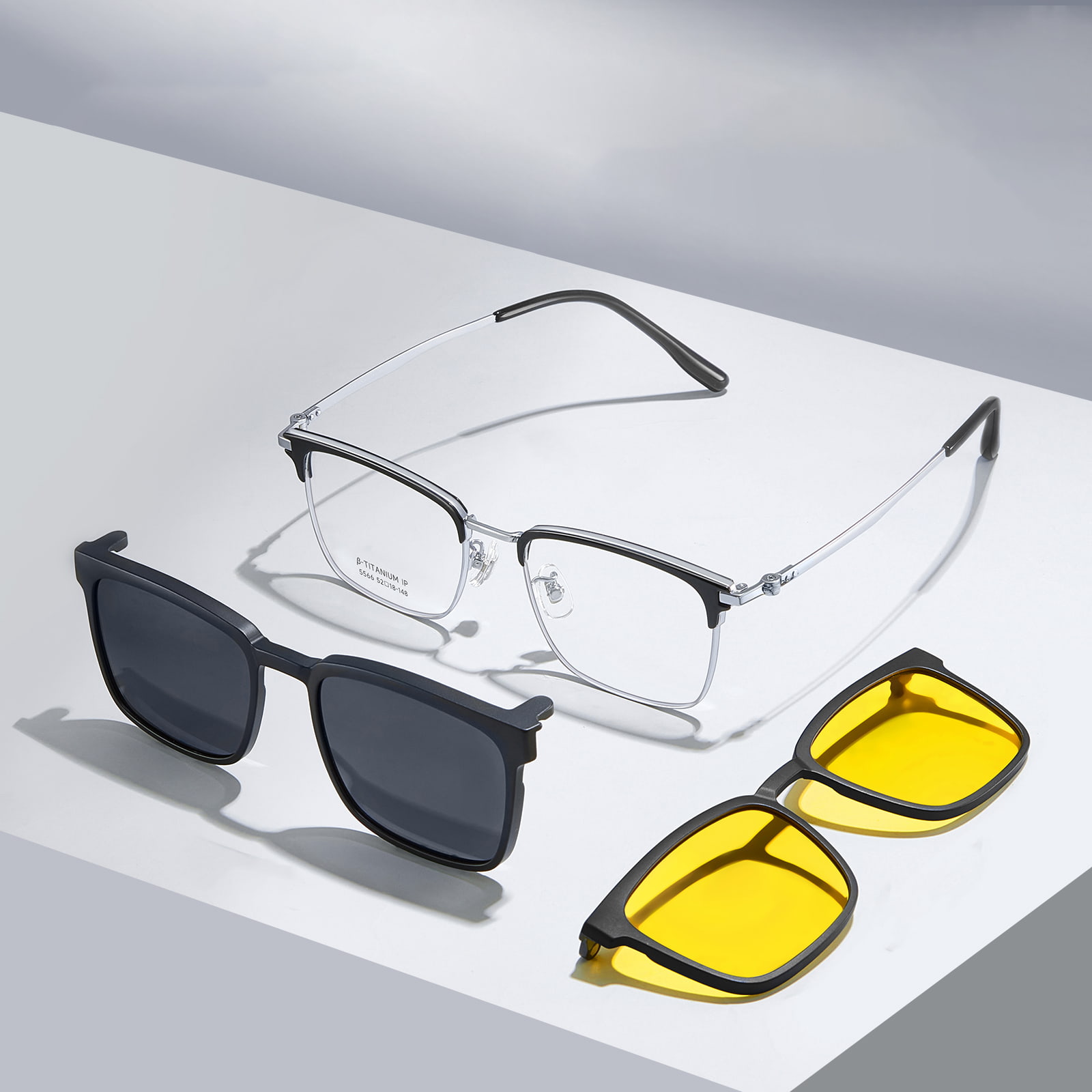 5566 Gafas de sol magnéticas 3 en 1 de alta definición con imán integrado invisible