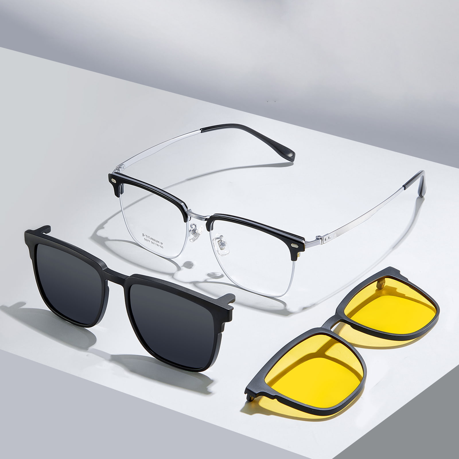 5577 Soporte portátil para cejas para conducción 3 en 1 gafas de sol magnéticas