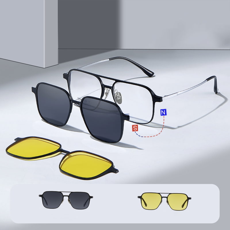 CH7038 Gafas de sol polarizadas para miopía magnéticas tres en uno de doble haz de aluminio y magnesio