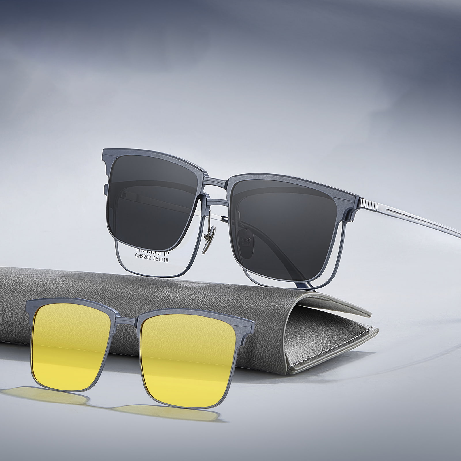 CH9202 Gafas de sol magnéticas tres en uno para miopía de una pieza finamente talladas