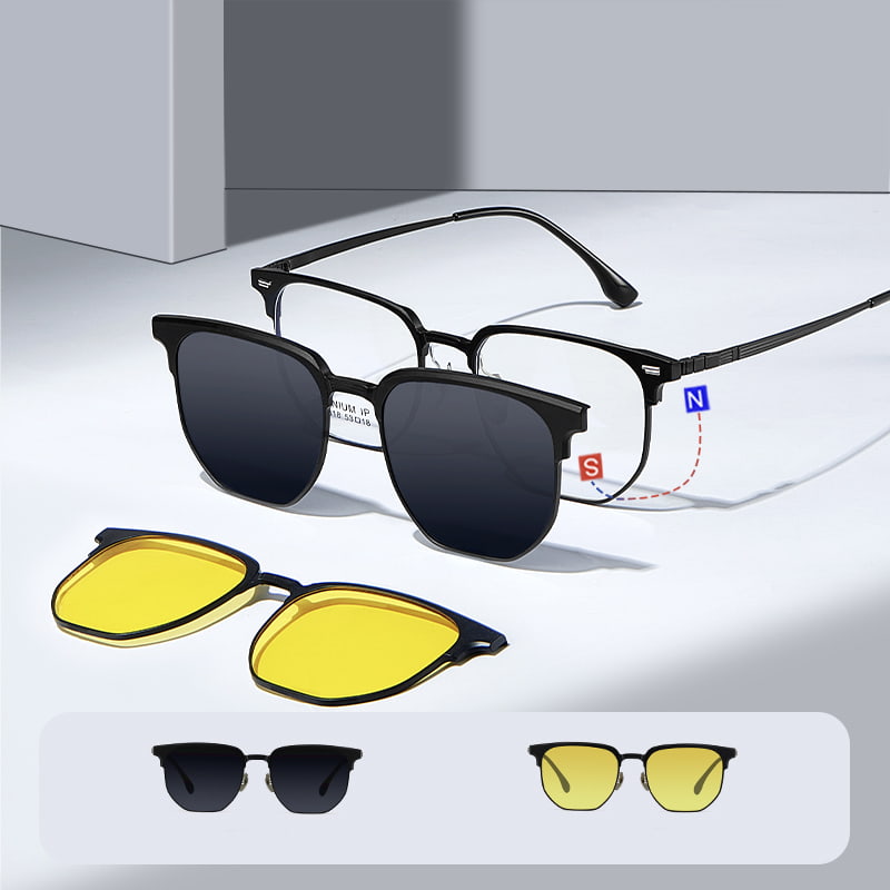 CH9318 Gafas de sol magnéticas tres en uno con espejo poligonal Great Wall