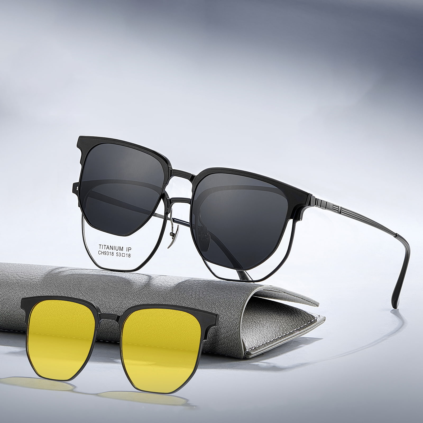 CH9318 Gafas de sol magnéticas tres en uno con espejo poligonal Great Wall