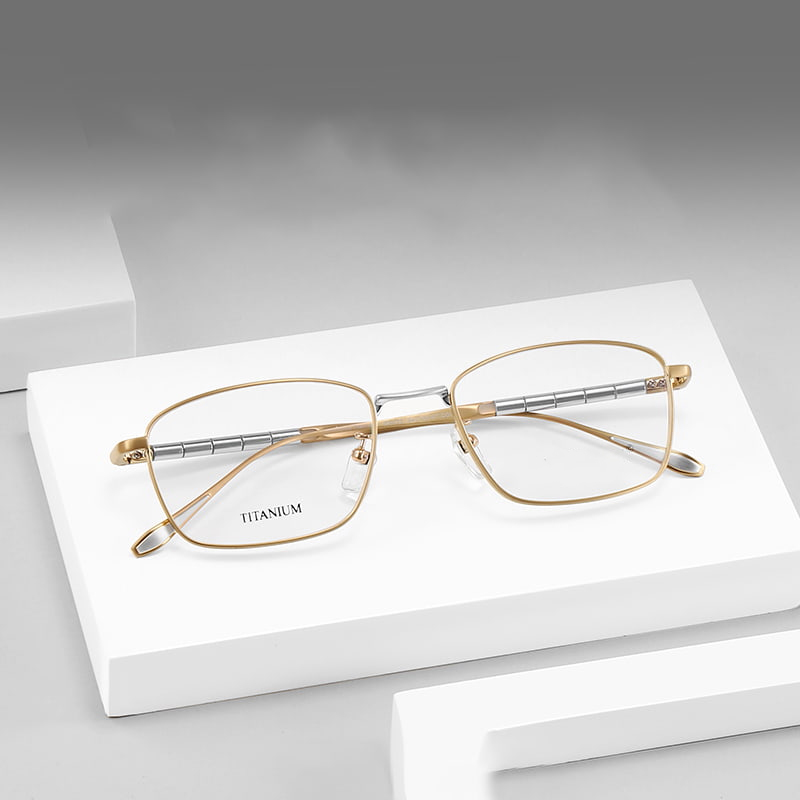 S9072 Gafas redondas de titanio puro Elite de bambú