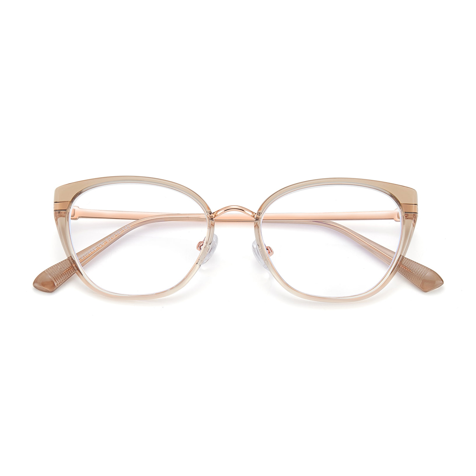 210448 Gafas transparentes con forma de ojo de gato y letras a rayas, antiluz azul