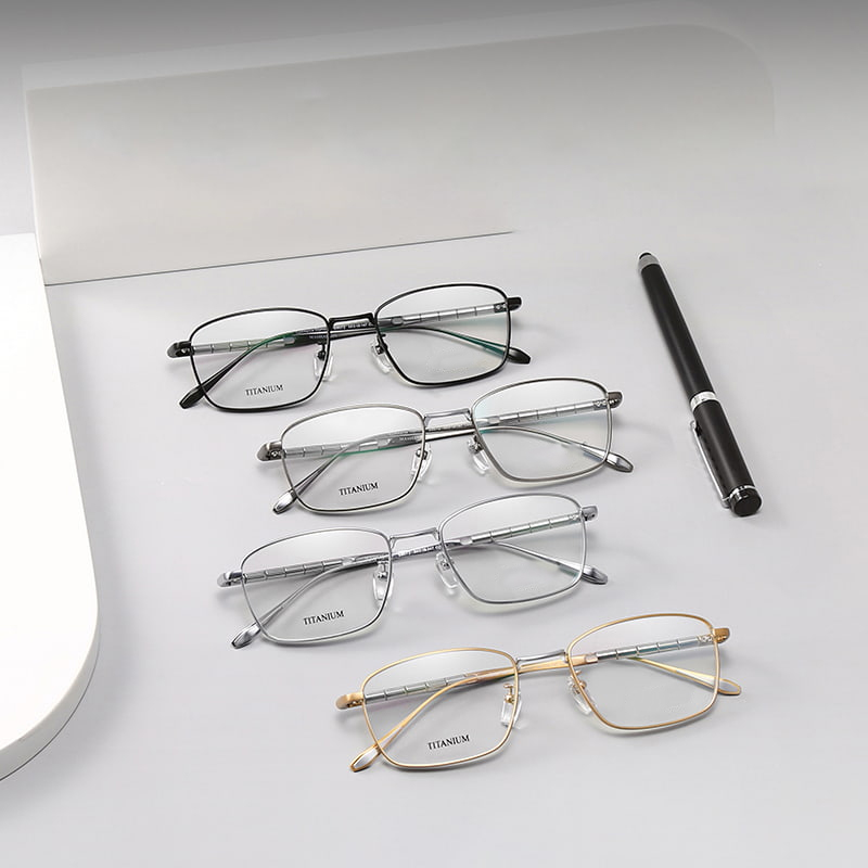 S9072 Gafas redondas de titanio puro Elite de bambú
